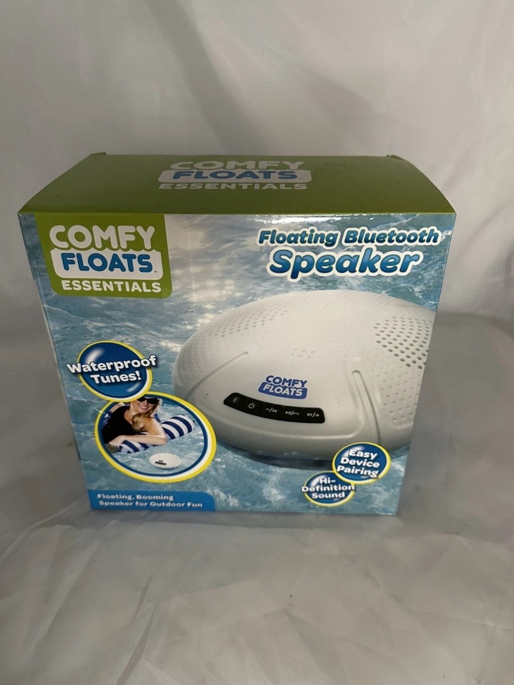 Floating Bluetooth Speaker Waterproof White 8" x 4 Comfy Floats Pool Essentials